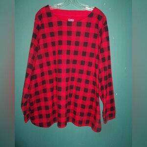 NWT Croft & Barrow 3X Red & Black Checkered Long Sleeve Tunic Top.
